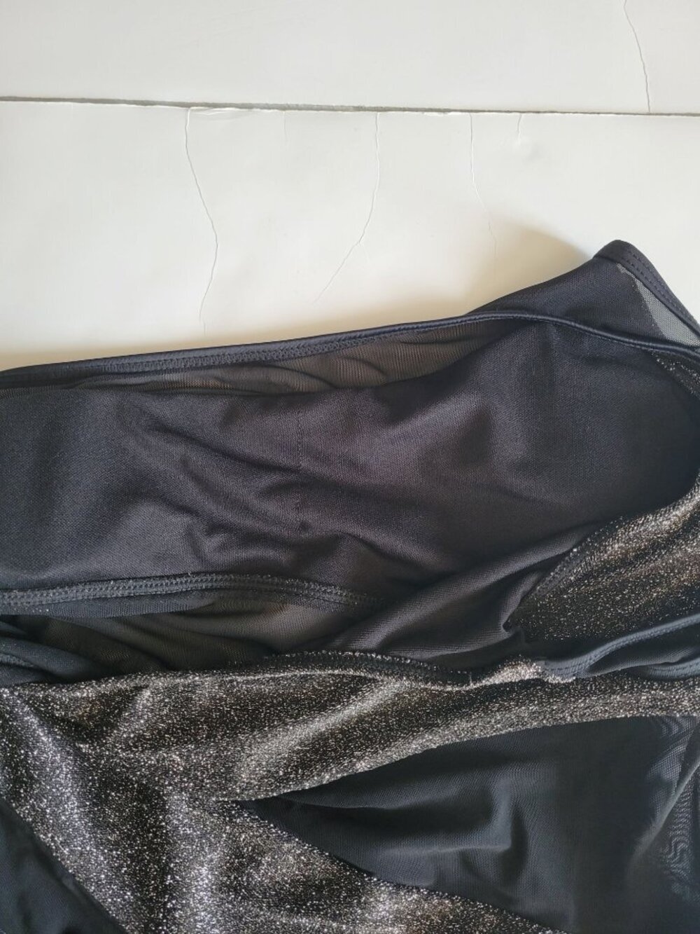 Coeur De Vague One Shoulder Silver Black Mesh 1 Piece Swim Suit Size L Beach - Picture 9 of 9